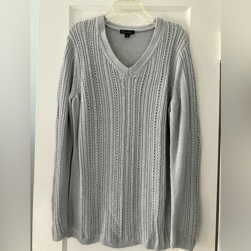 Brooks Brothers Metallic V Neck Sweater